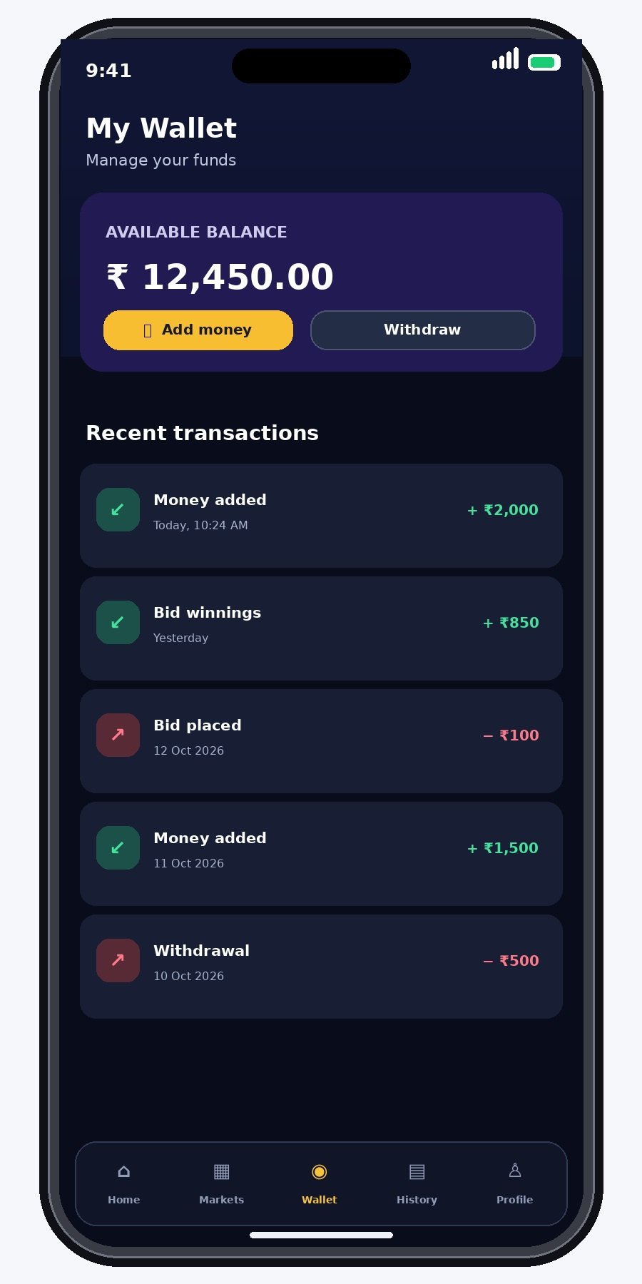 TS CLUB wallet screen